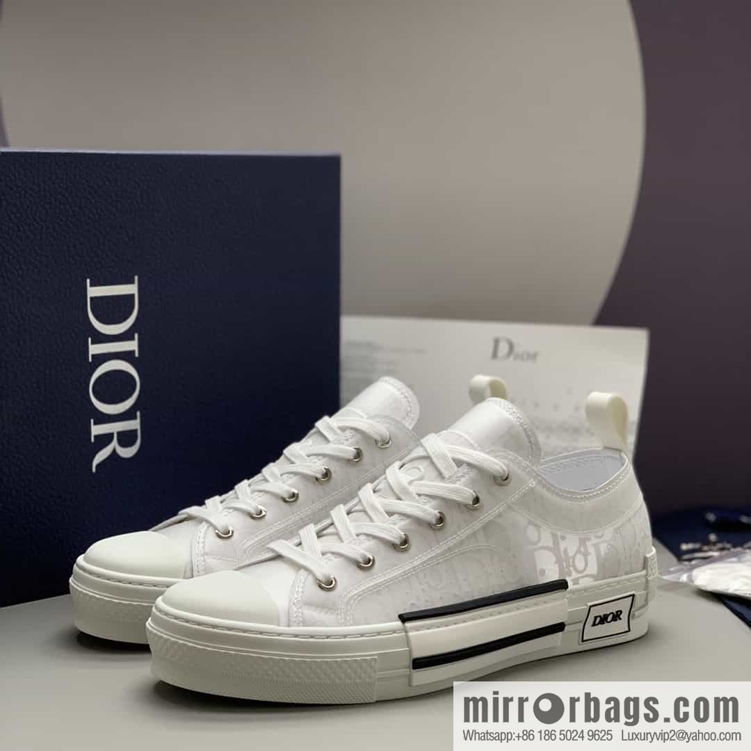 DIOR Dior Unisex low-top shoes with clear mesh fabric inserts and grey Oblique printed canvas