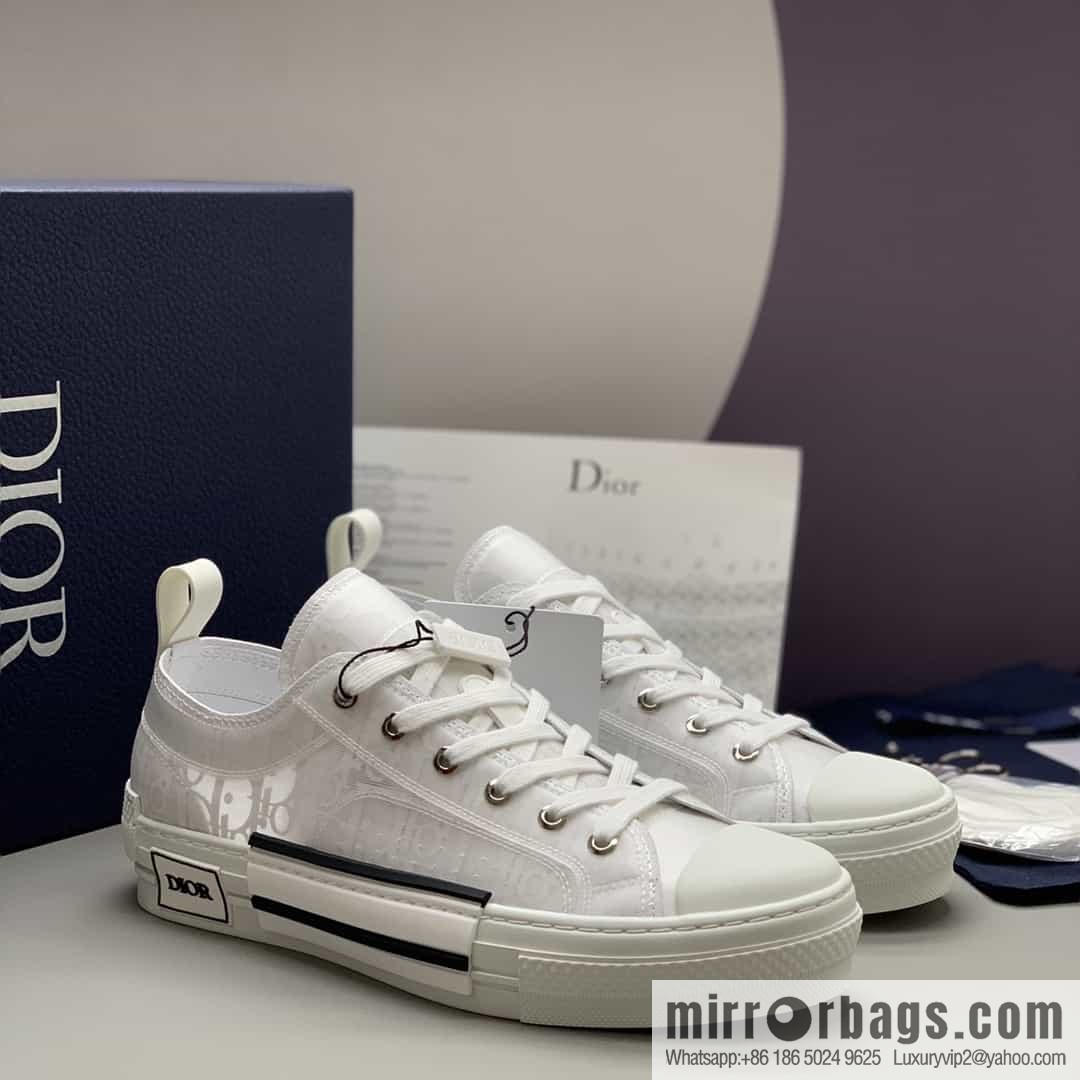 DIOR Dior Unisex low-top shoes with clear mesh fabric inserts and grey Oblique printed canvas