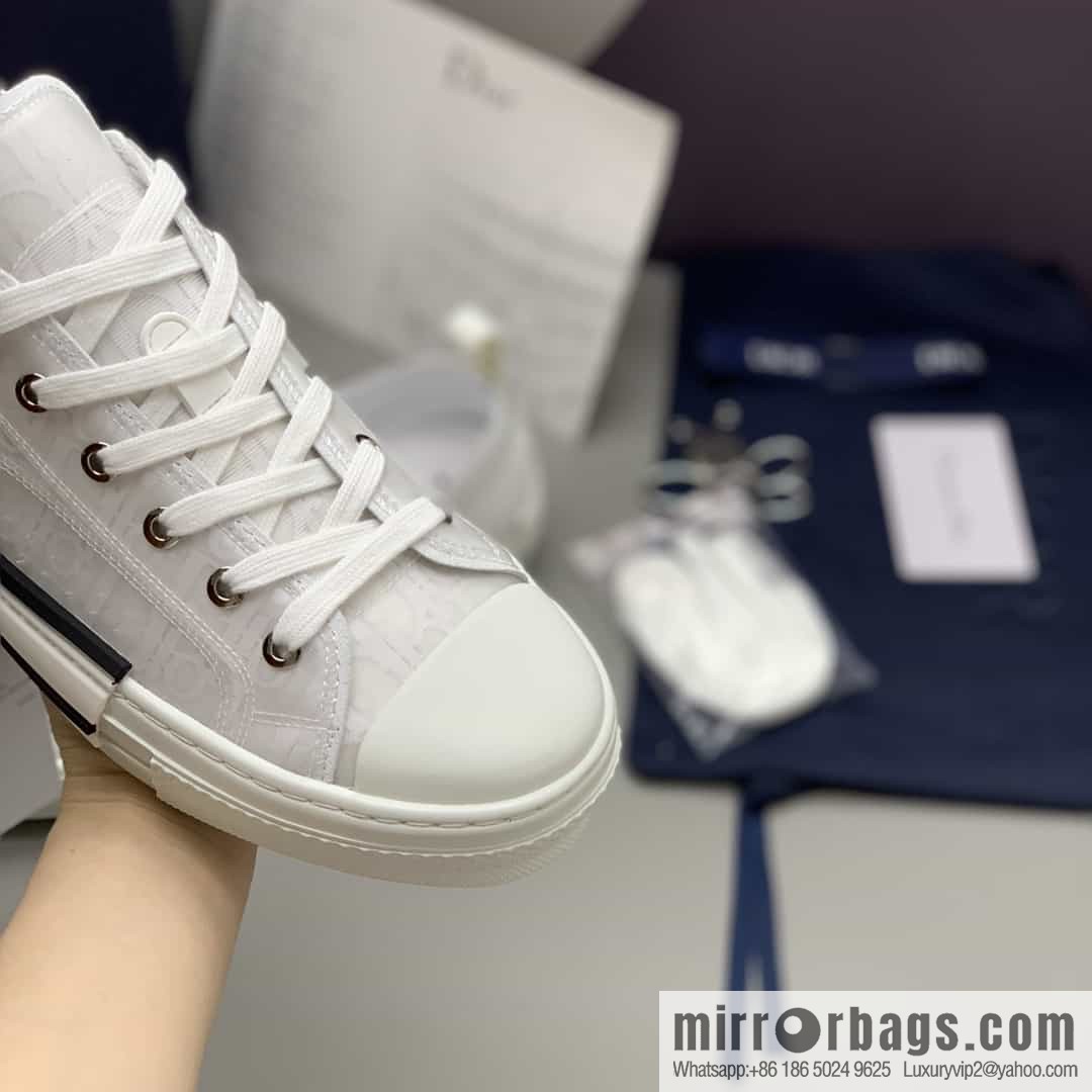 DIOR Dior Unisex low-top shoes with clear mesh fabric inserts and grey Oblique printed canvas