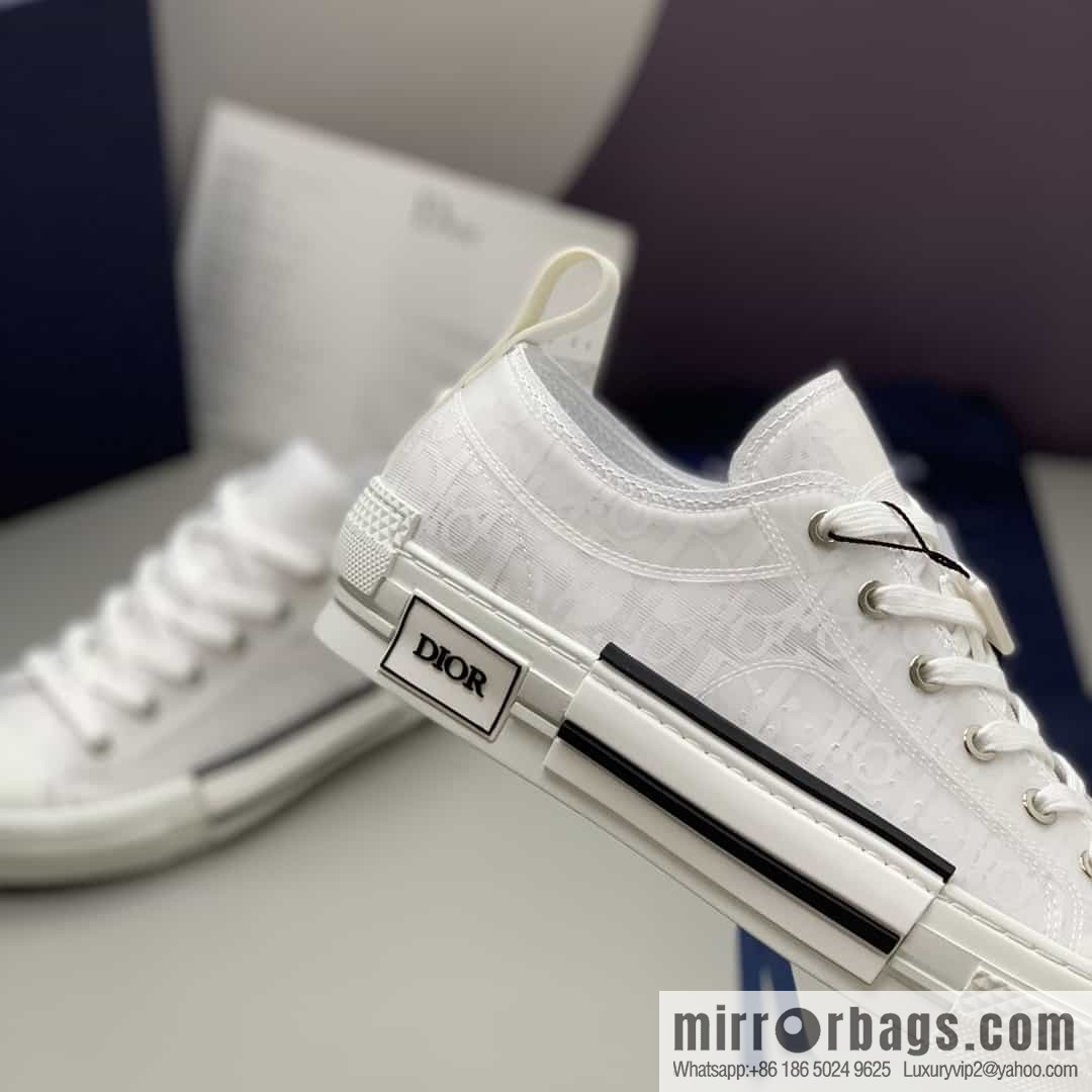 DIOR Dior Unisex low-top shoes with clear mesh fabric inserts and grey Oblique printed canvas