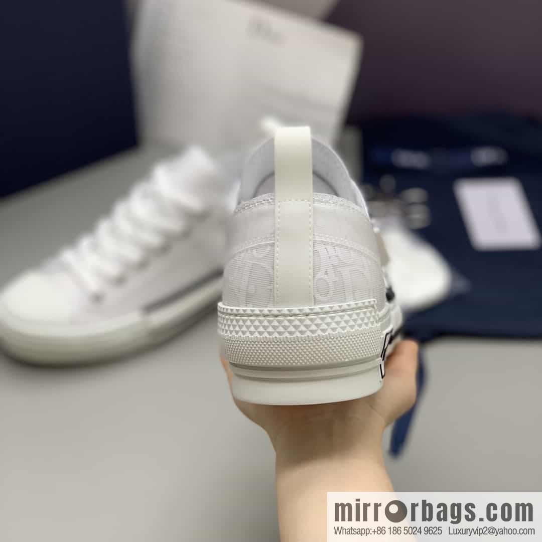 DIOR Dior Unisex low-top shoes with clear mesh fabric inserts and grey Oblique printed canvas