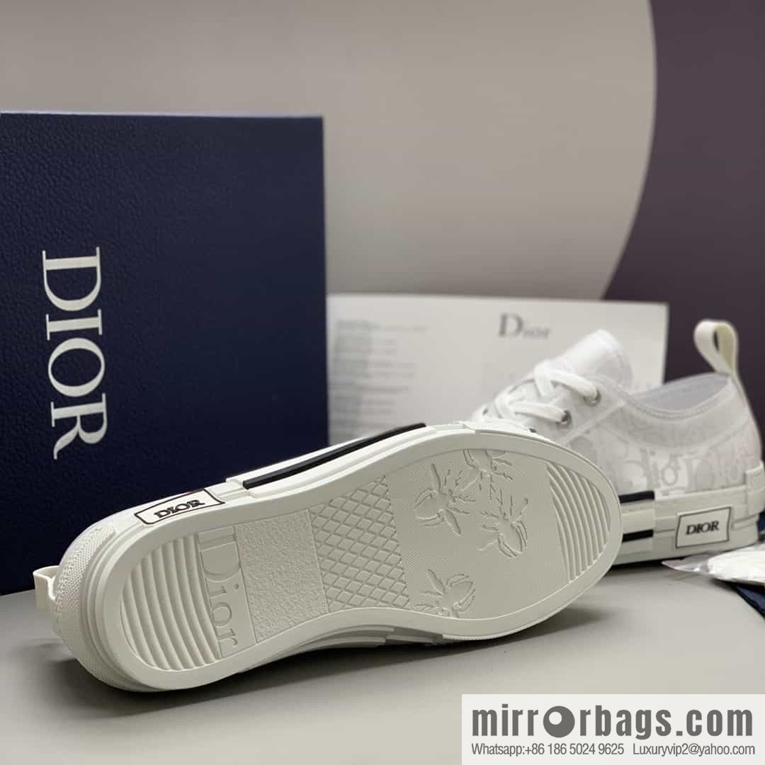 DIOR Dior Unisex low-top shoes with clear mesh fabric inserts and grey Oblique printed canvas