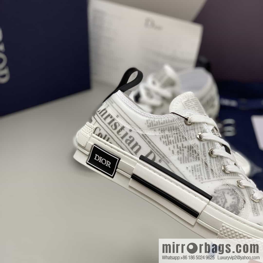 DIOR Dior Unisex low-top shoes with clear mesh fabric inserts and grey Oblique printed canvas