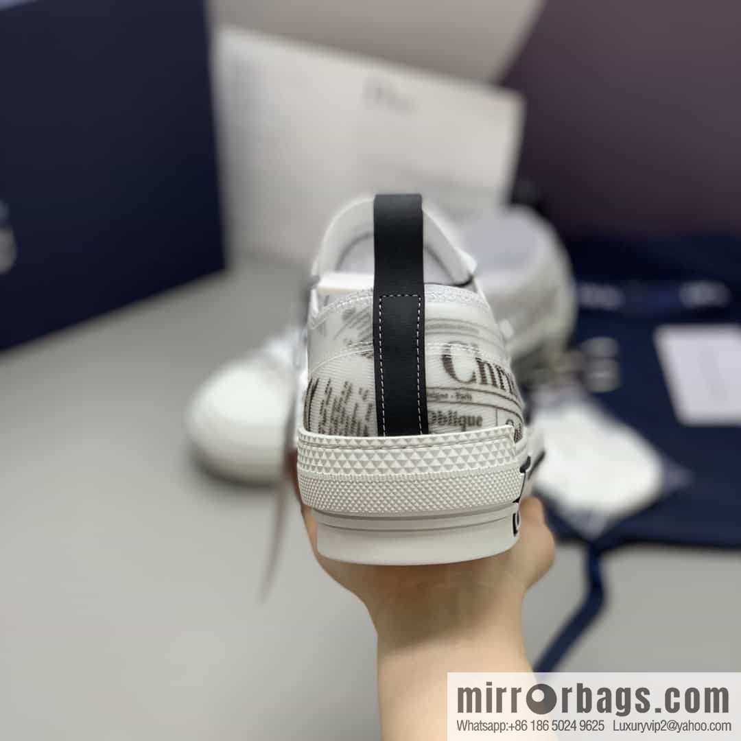 DIOR Dior Unisex low-top shoes with clear mesh fabric inserts and grey Oblique printed canvas