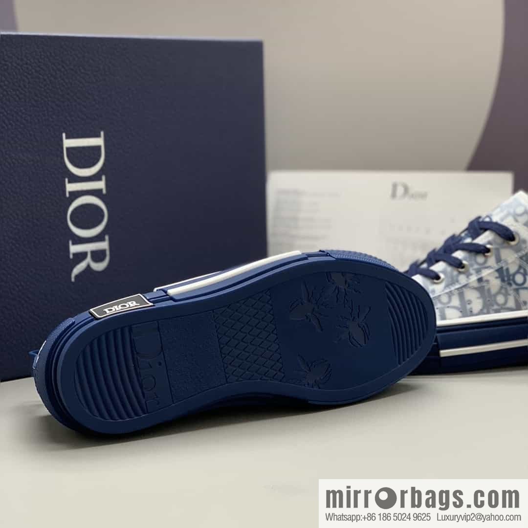 DIOR Dior Unisex low-top shoes with clear mesh fabric inserts and grey Oblique printed canvas