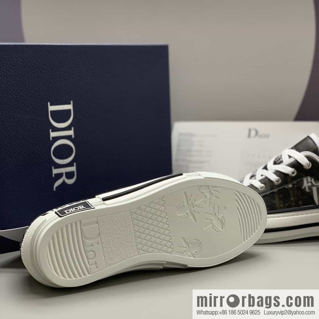 DIOR Dior Unisex low-top shoes with clear mesh fabric inserts and grey Oblique printed canvas