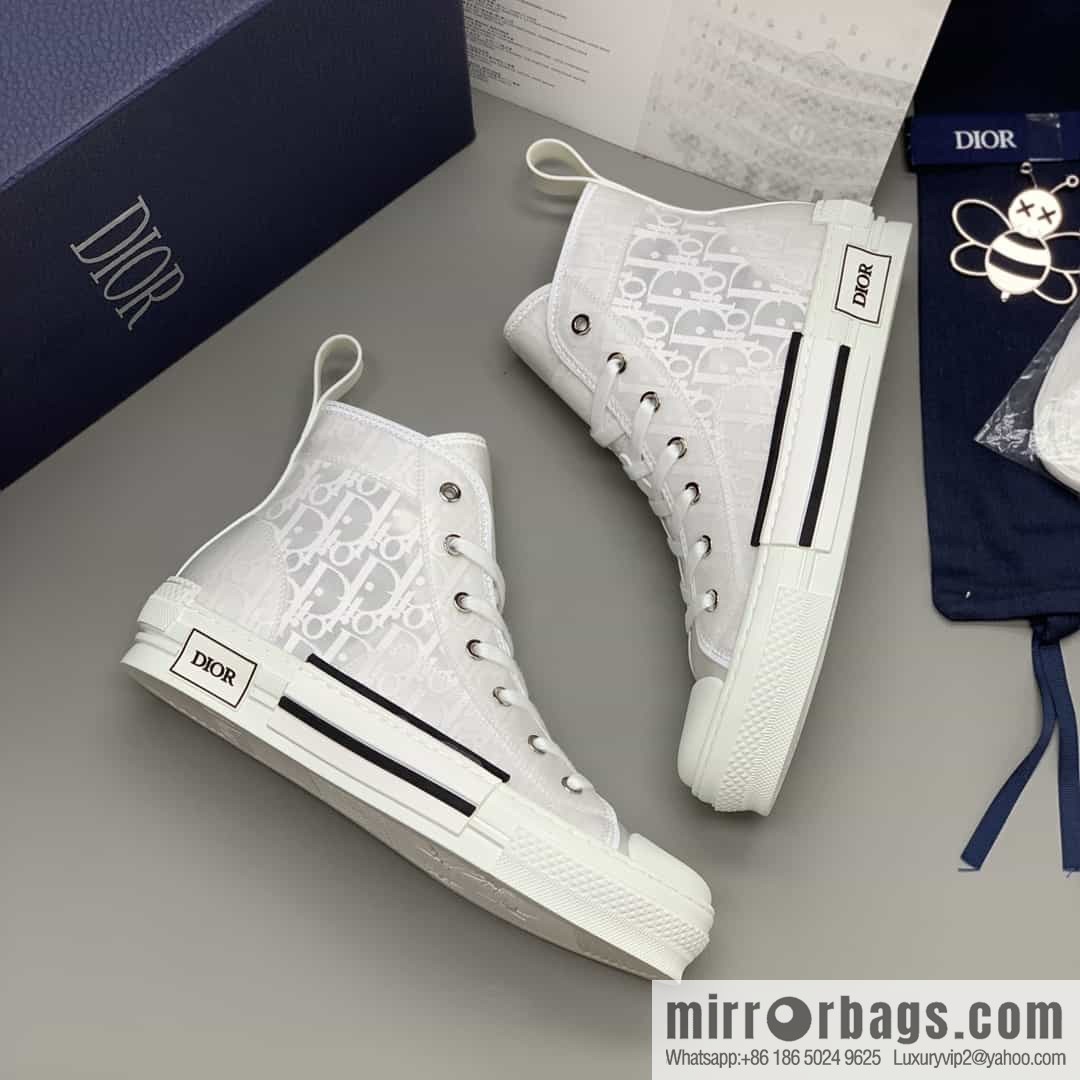 DIOR Dior uses black transparent mesh to carefully make B23 high-top shoes