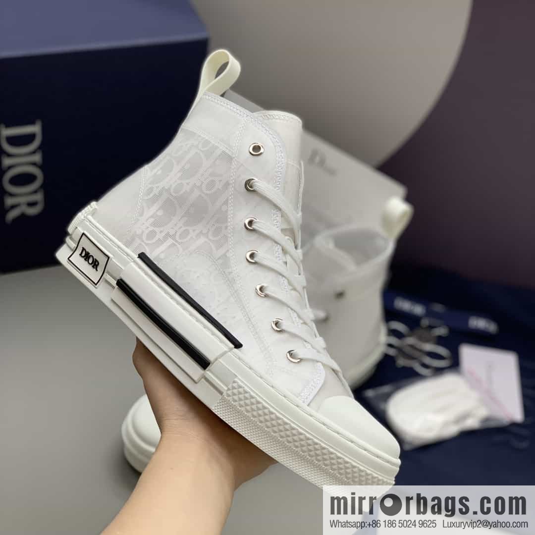 DIOR Dior uses black transparent mesh to carefully make B23 high-top shoes