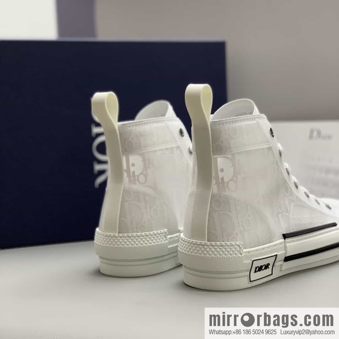 DIOR Dior uses black transparent mesh to carefully make B23 high-top shoes