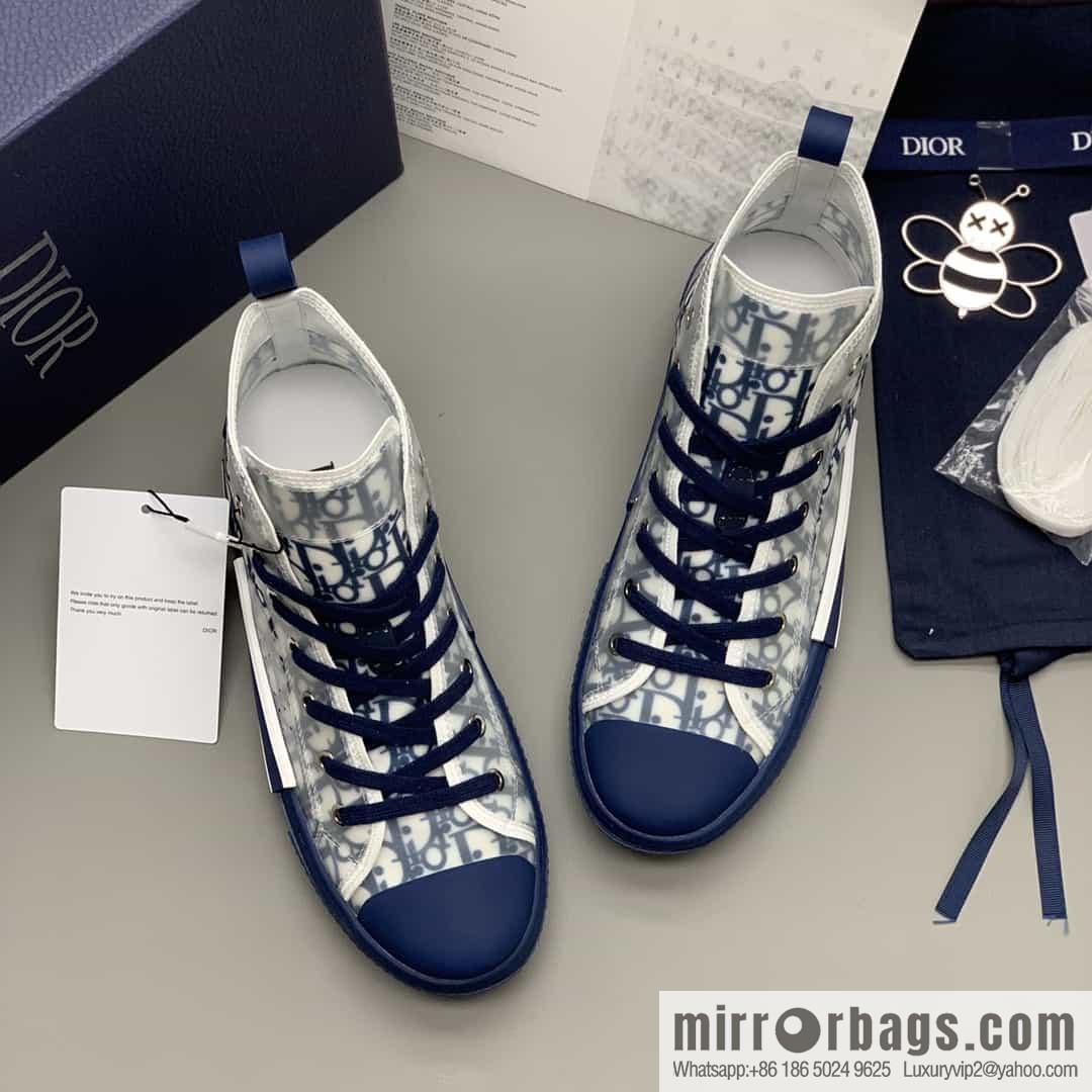 DIOR Dior uses black transparent mesh to carefully make B23 high-top shoes