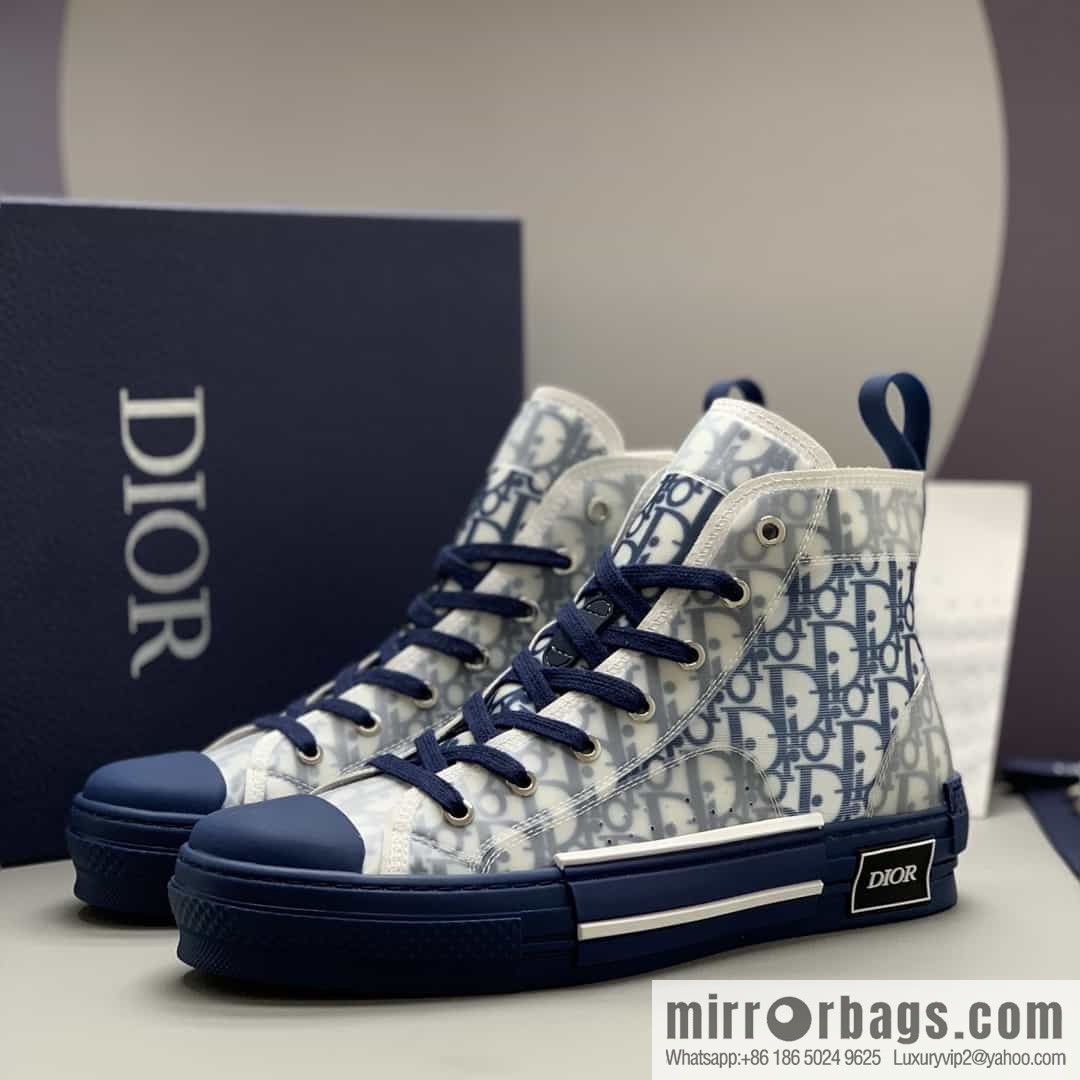 DIOR Dior uses black transparent mesh to carefully make B23 high-top shoes