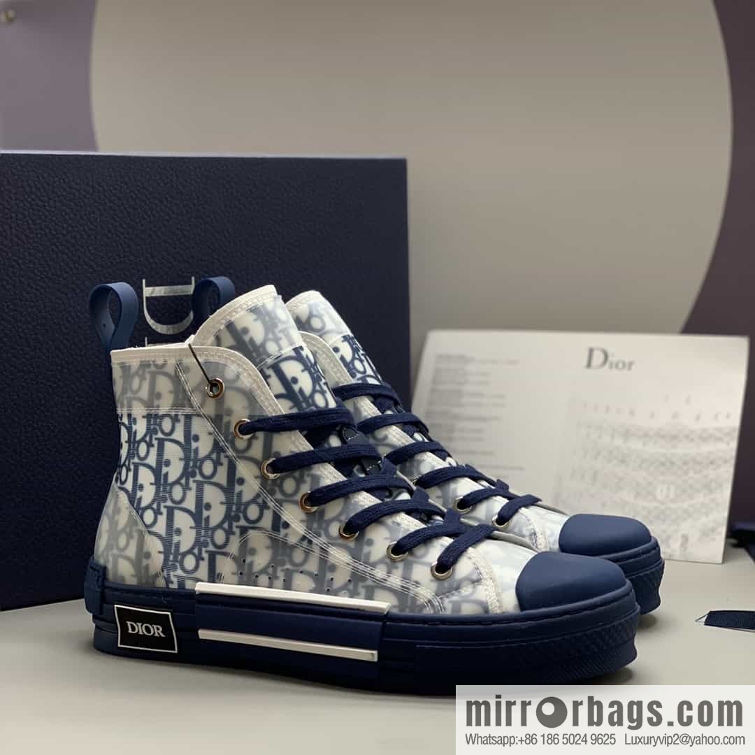 DIOR Dior uses black transparent mesh to carefully make B23 high-top shoes
