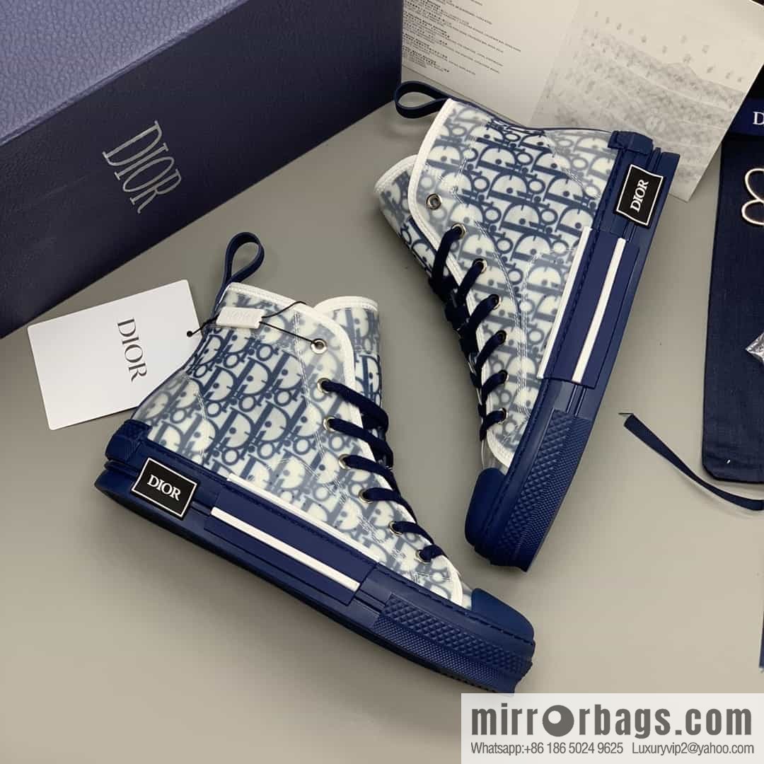 DIOR Dior uses black transparent mesh to carefully make B23 high-top shoes