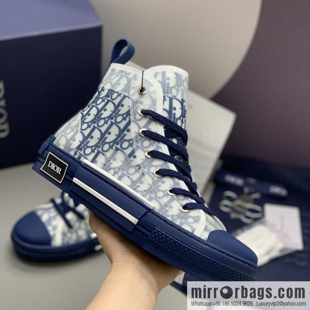 DIOR Dior uses black transparent mesh to carefully make B23 high-top shoes