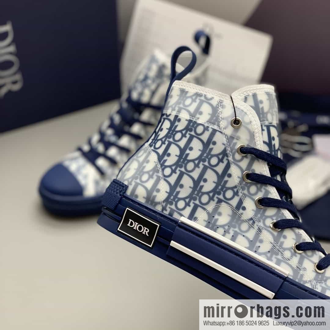 DIOR Dior uses black transparent mesh to carefully make B23 high-top shoes