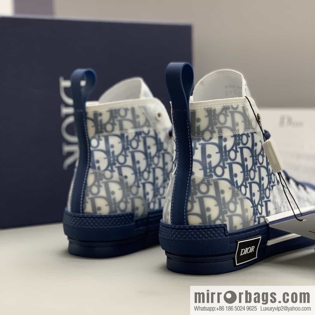 DIOR Dior uses black transparent mesh to carefully make B23 high-top shoes