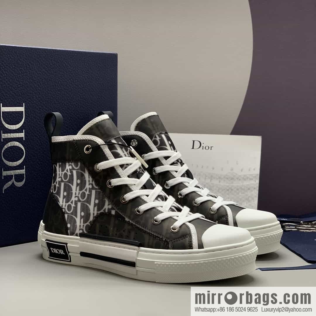 DIOR Dior uses black transparent mesh to carefully make B23 high-top shoes