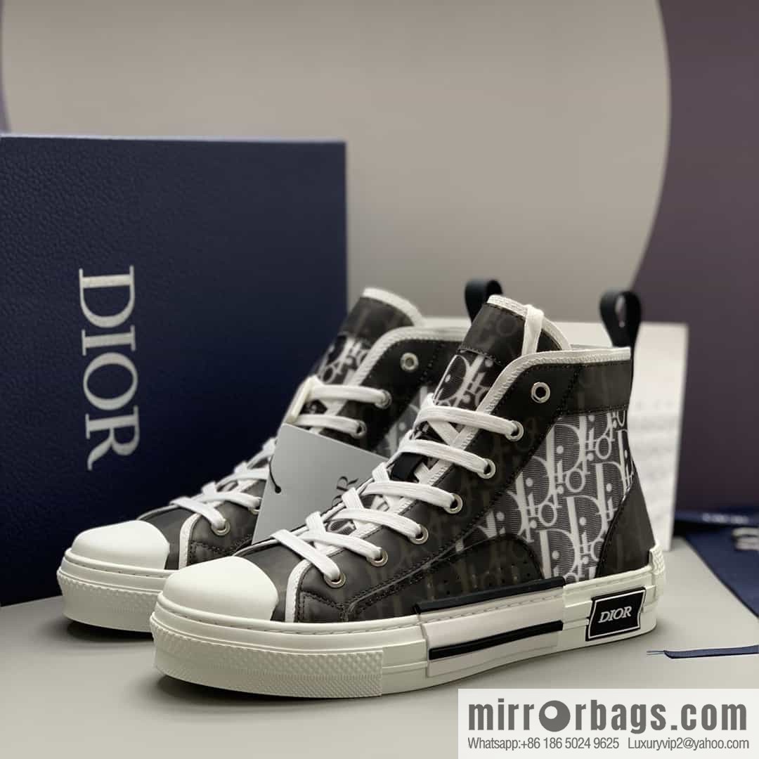 DIOR Dior uses black transparent mesh to carefully make B23 high-top shoes