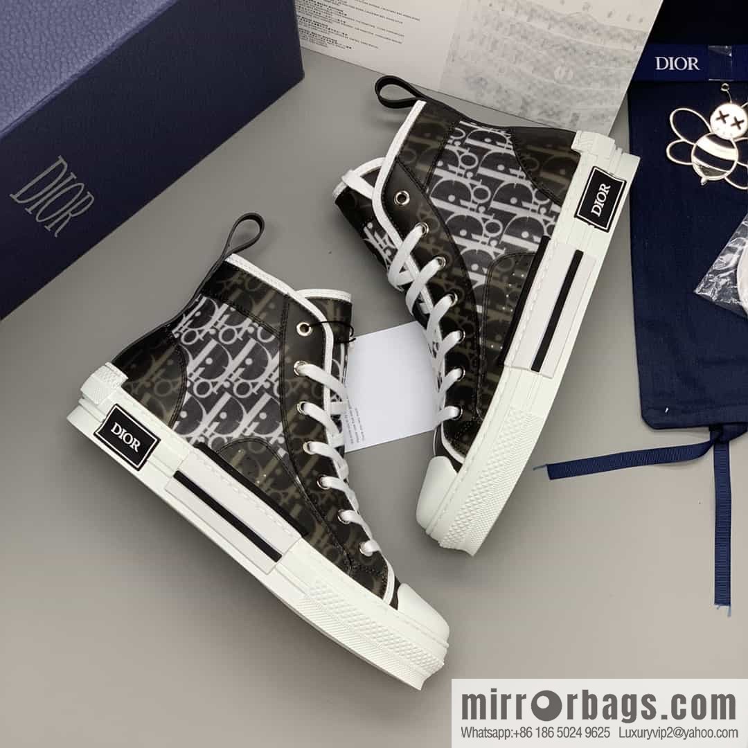 DIOR Dior uses black transparent mesh to carefully make B23 high-top shoes