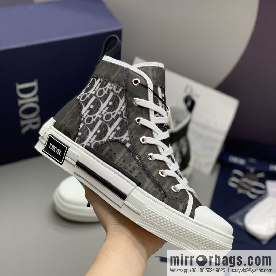 DIOR Dior uses black transparent mesh to carefully make B23 high-top shoes