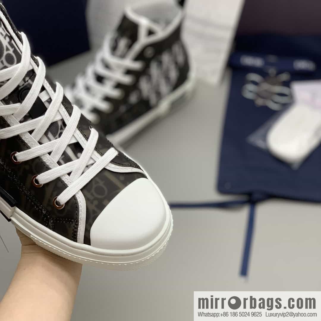 DIOR Dior uses black transparent mesh to carefully make B23 high-top shoes