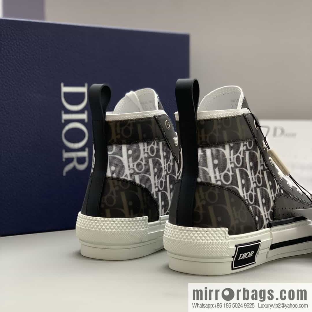 DIOR Dior uses black transparent mesh to carefully make B23 high-top shoes