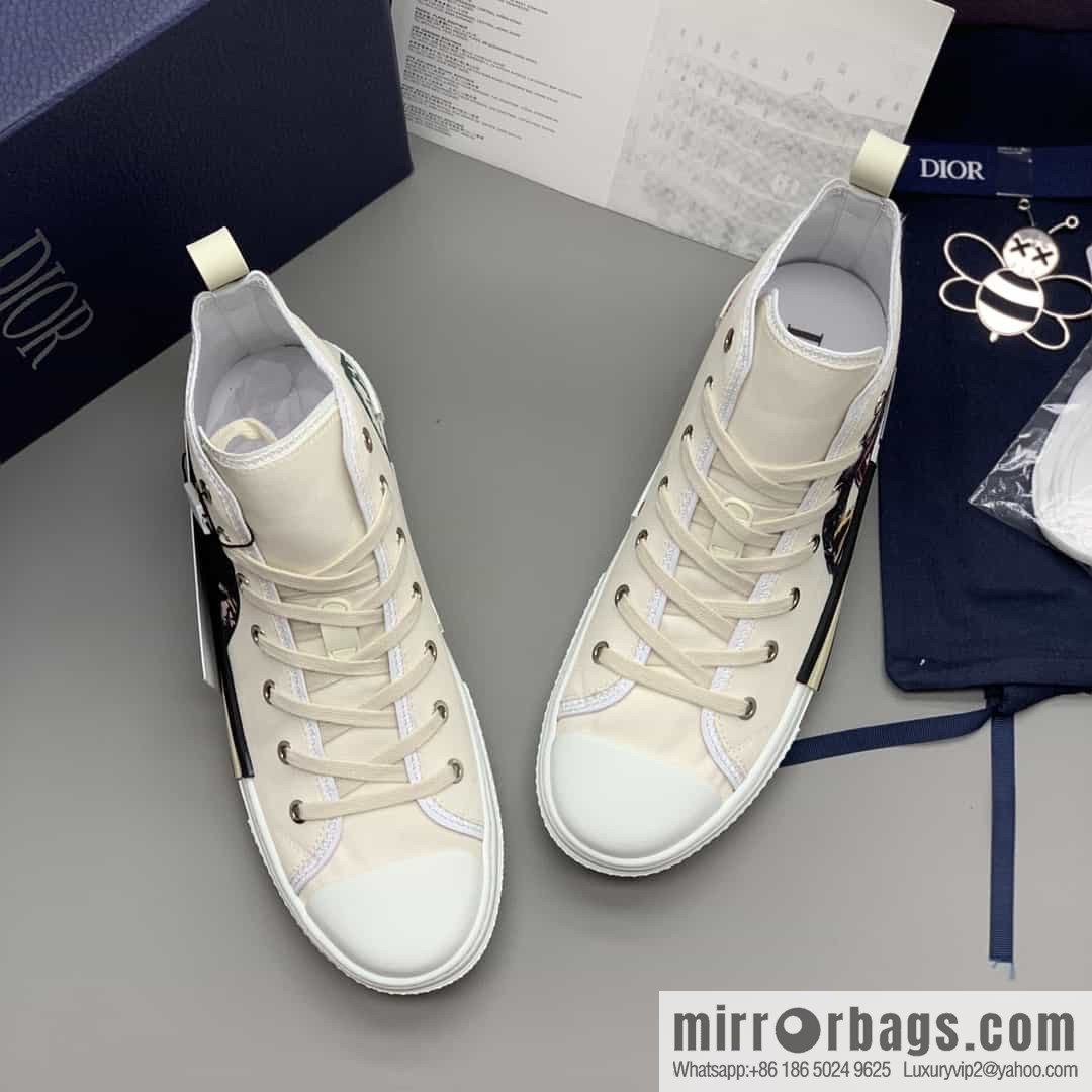 DIOR Dior uses black transparent mesh to carefully make B23 high-top shoes