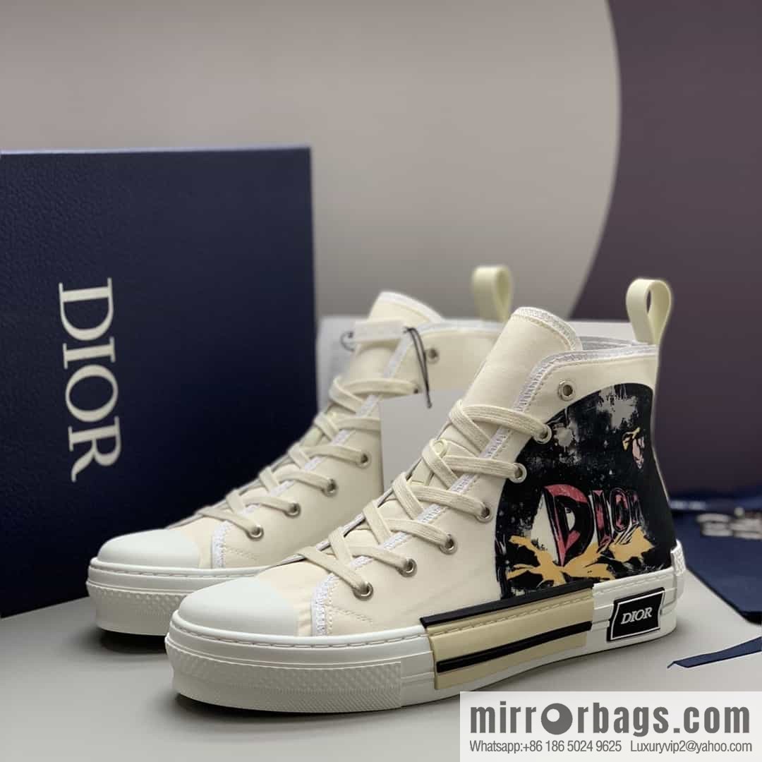 DIOR Dior uses black transparent mesh to carefully make B23 high-top shoes