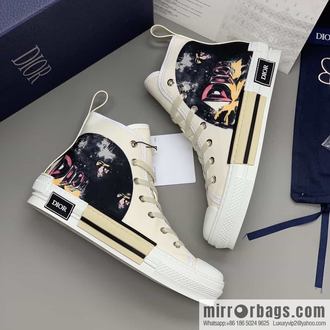 DIOR Dior uses black transparent mesh to carefully make B23 high-top shoes