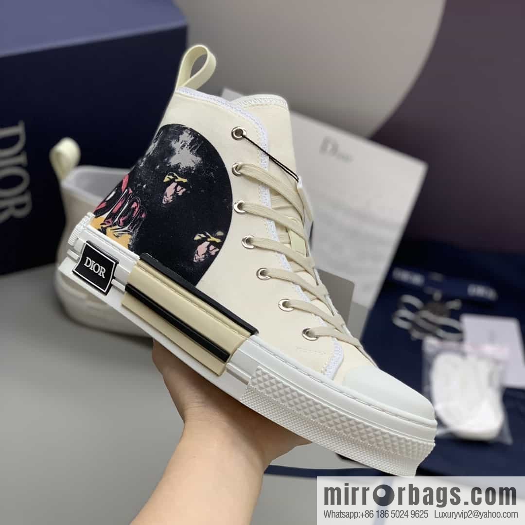 DIOR Dior uses black transparent mesh to carefully make B23 high-top shoes