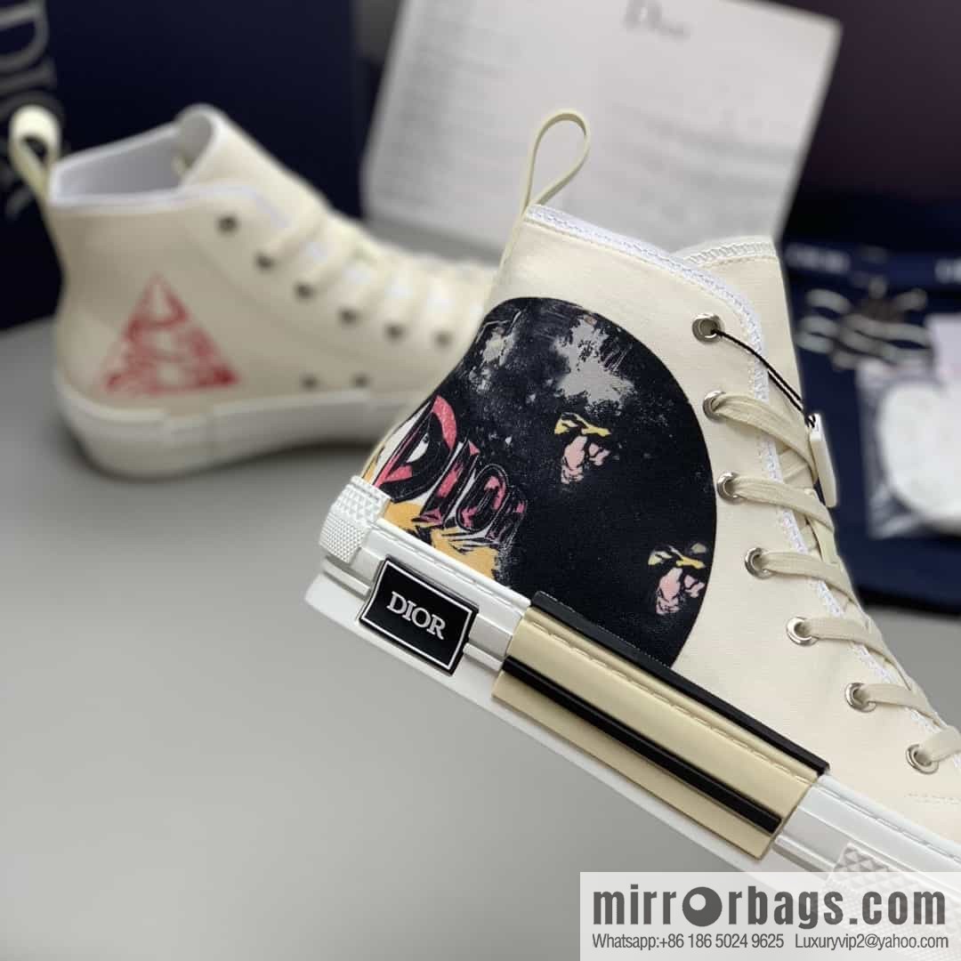 DIOR Dior uses black transparent mesh to carefully make B23 high-top shoes