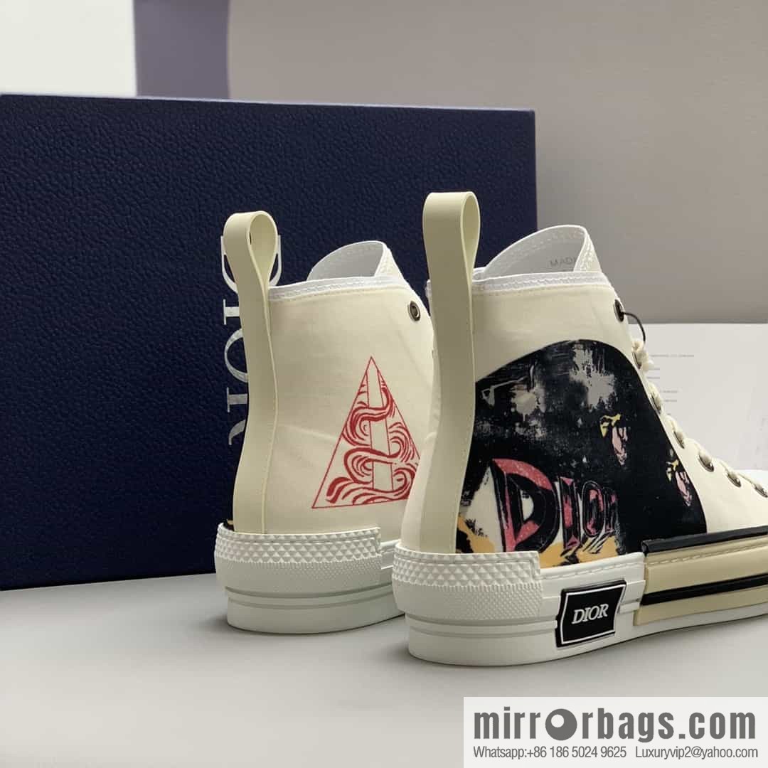 DIOR Dior uses black transparent mesh to carefully make B23 high-top shoes