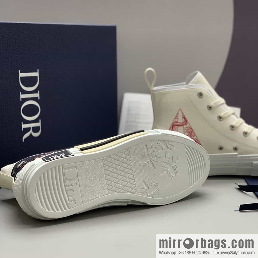 DIOR Dior uses black transparent mesh to carefully make B23 high-top shoes