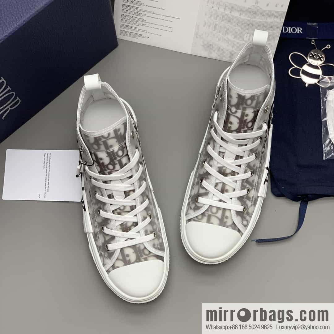 DIOR Dior uses black transparent mesh to carefully make B23 high-top shoes