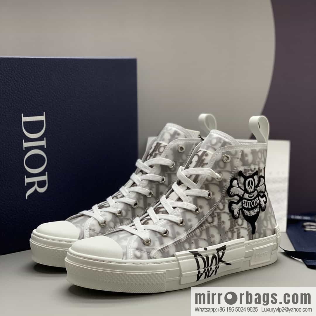 DIOR Dior uses black transparent mesh to carefully make B23 high-top shoes