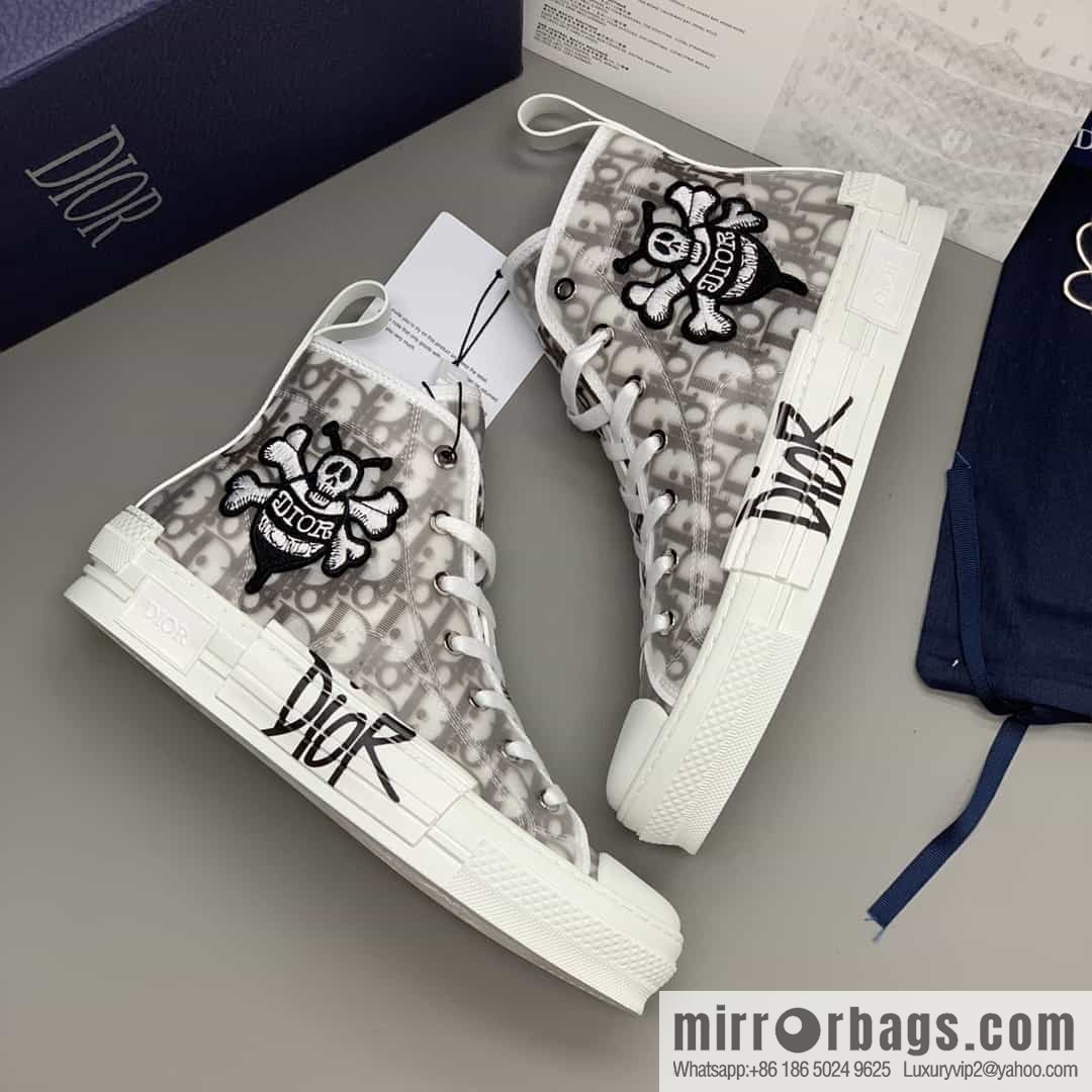 DIOR Dior uses black transparent mesh to carefully make B23 high-top shoes
