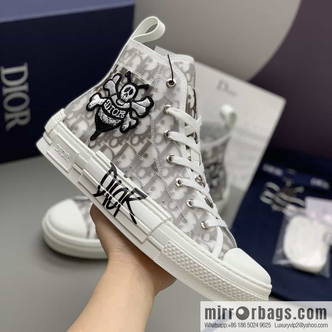 DIOR Dior uses black transparent mesh to carefully make B23 high-top shoes