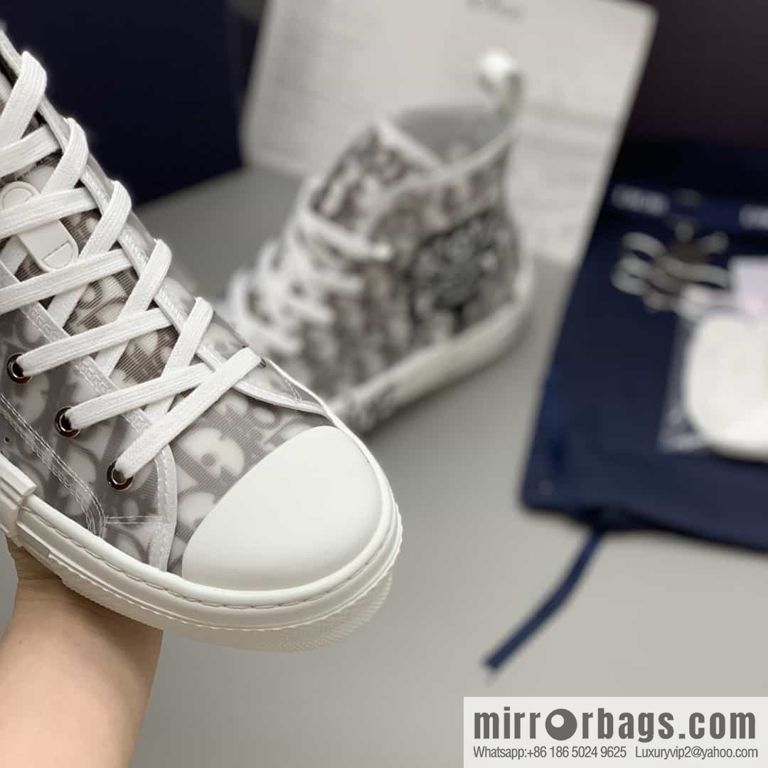 DIOR Dior uses black transparent mesh to carefully make B23 high-top shoes