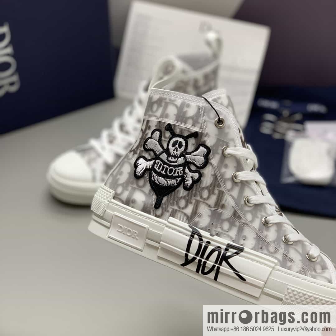 DIOR Dior uses black transparent mesh to carefully make B23 high-top shoes