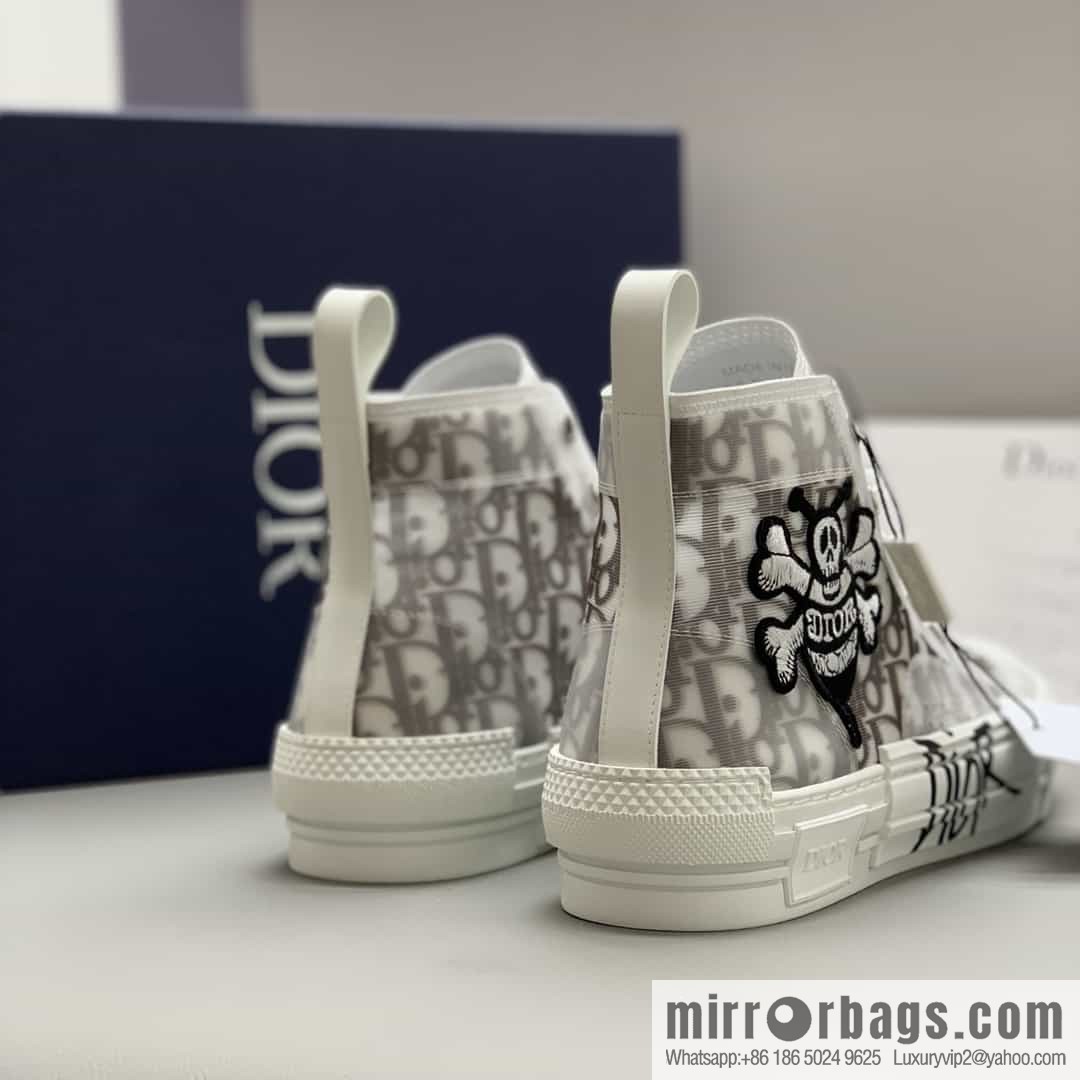 DIOR Dior uses black transparent mesh to carefully make B23 high-top shoes