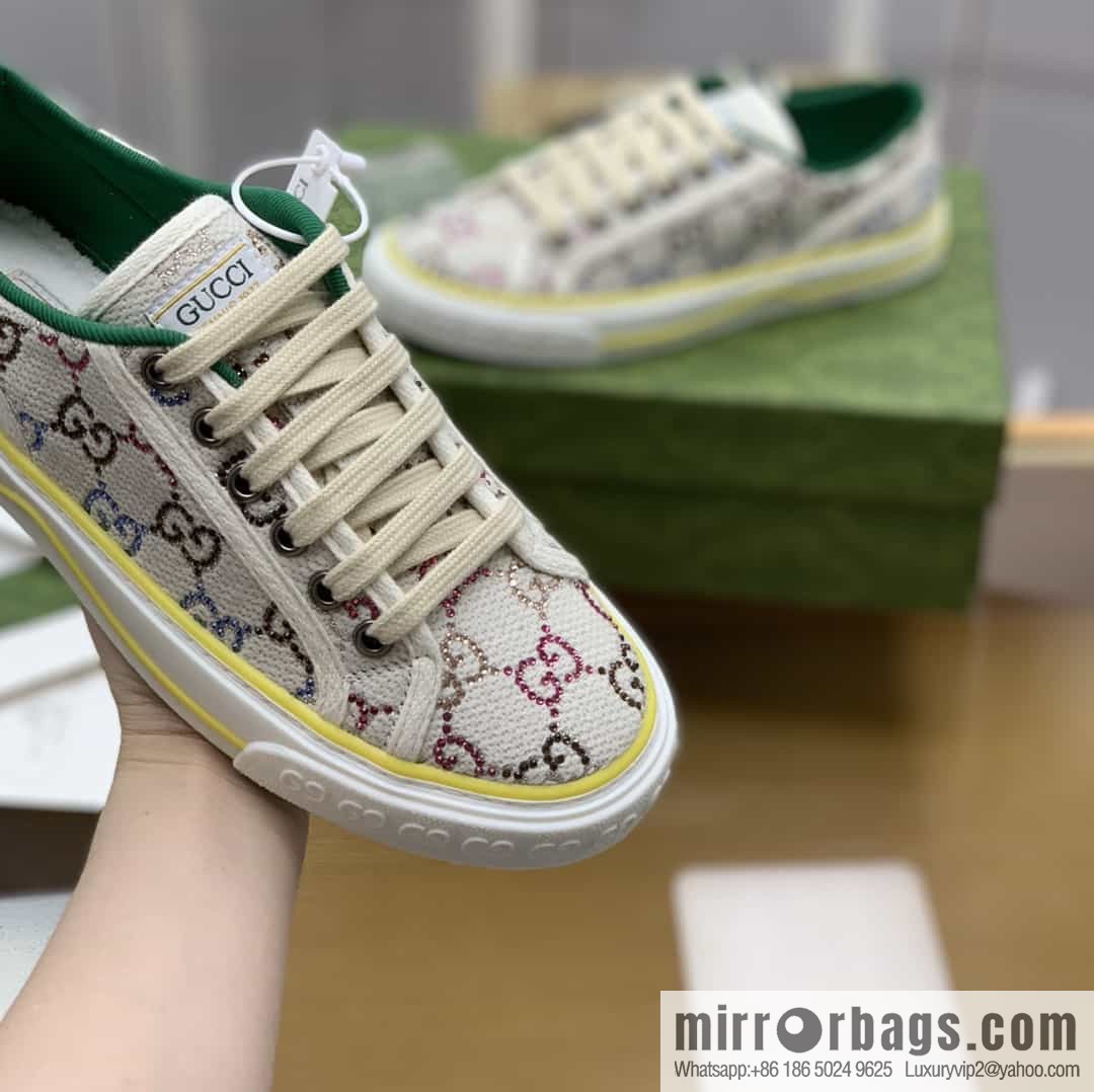 Gucci Gucci uses beige and light purple super double G canvas G home 1977 women's canvas shoes