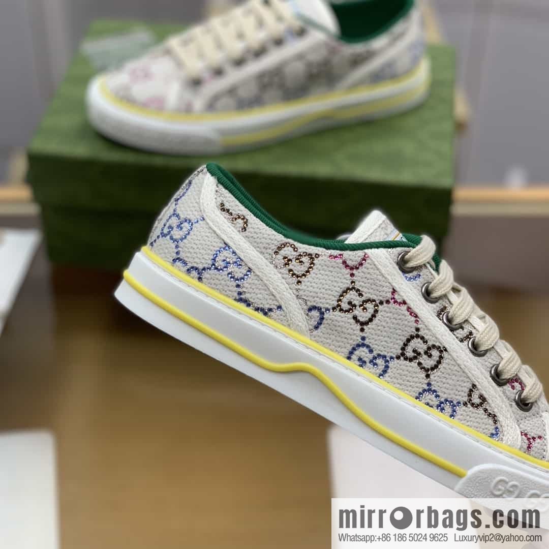 Gucci Gucci uses beige and light purple super double G canvas G home 1977 women's canvas shoes
