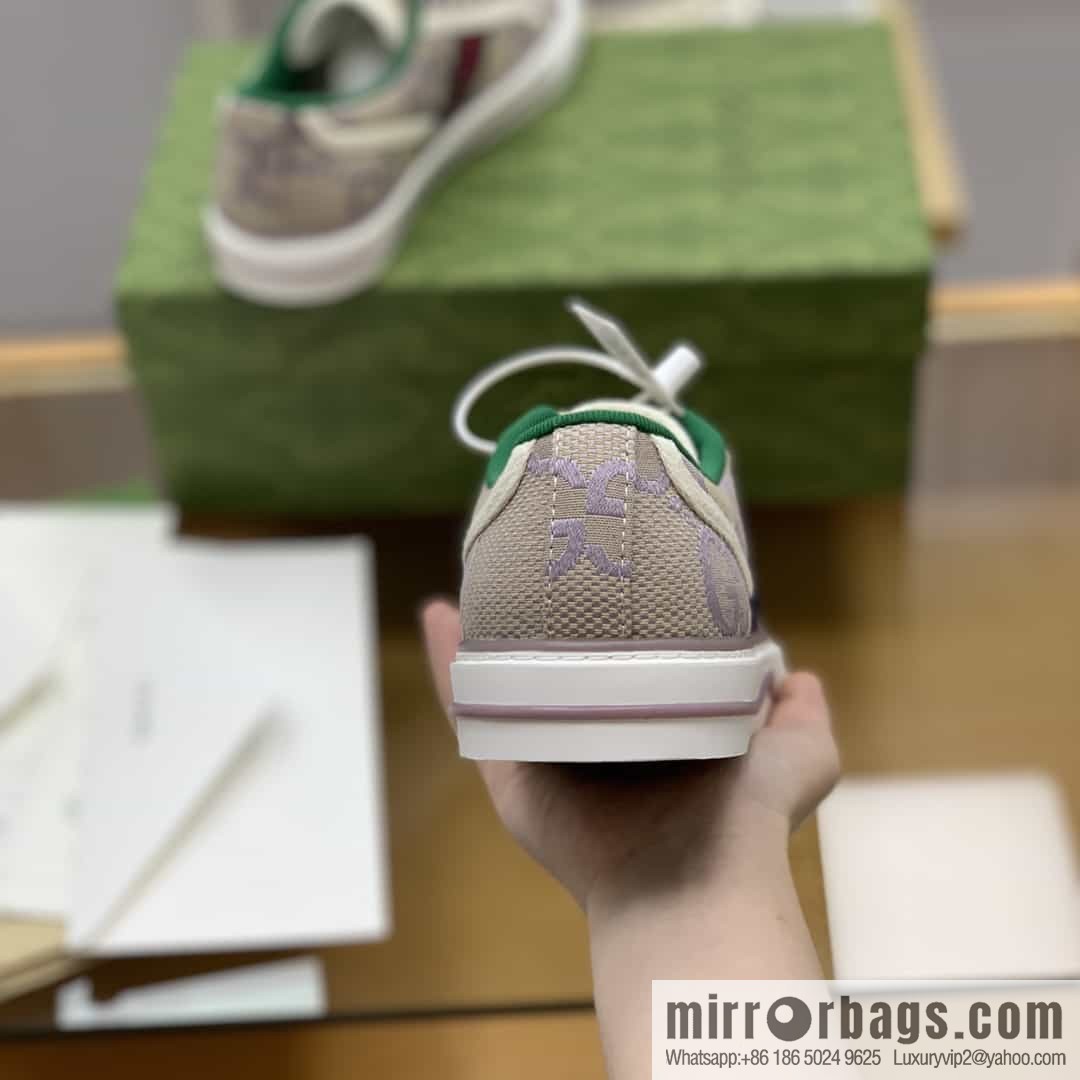 Gucci Gucci uses beige and light purple super double G canvas G home 1977 women's canvas shoes