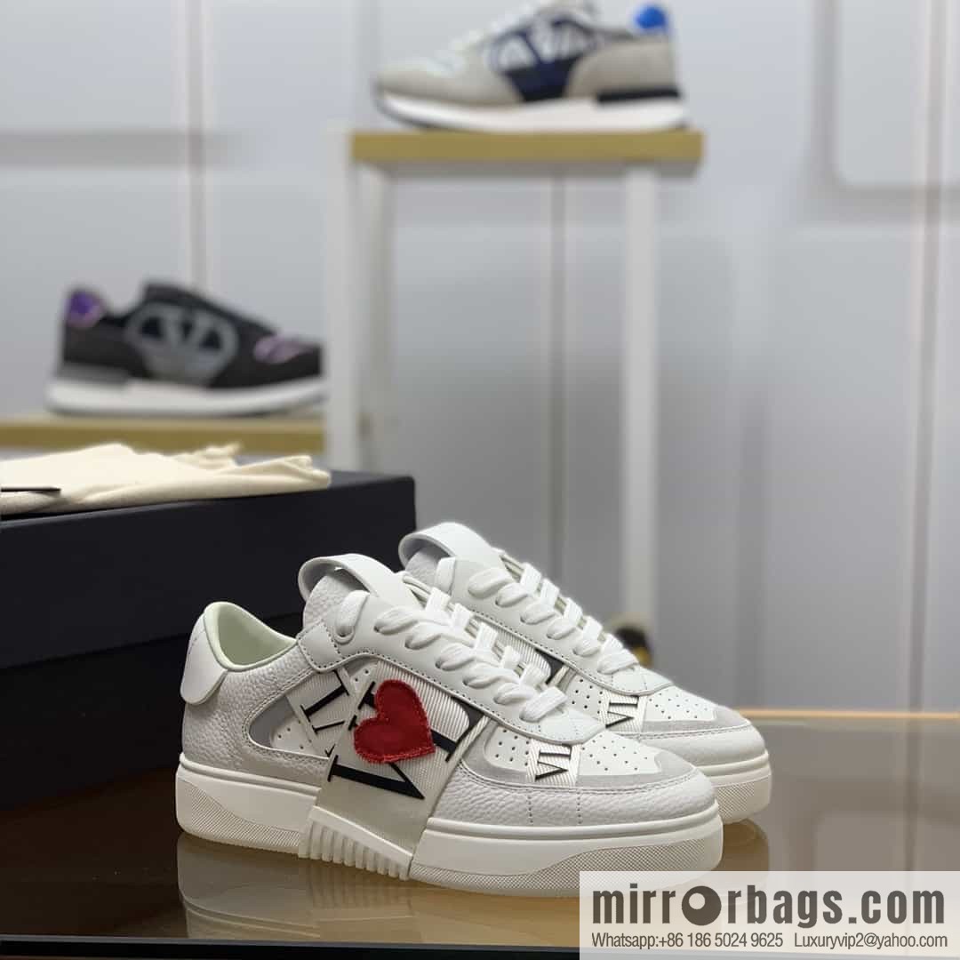 VALENTINO Valentino, six rubber effect VLTN logo calfskin strap sneakers