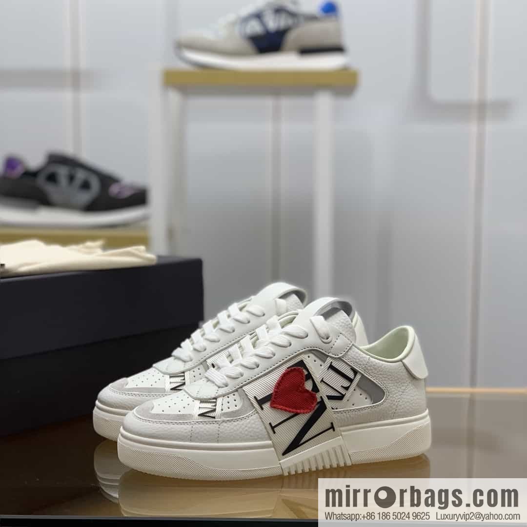 VALENTINO Valentino, six rubber effect VLTN logo calfskin strap sneakers