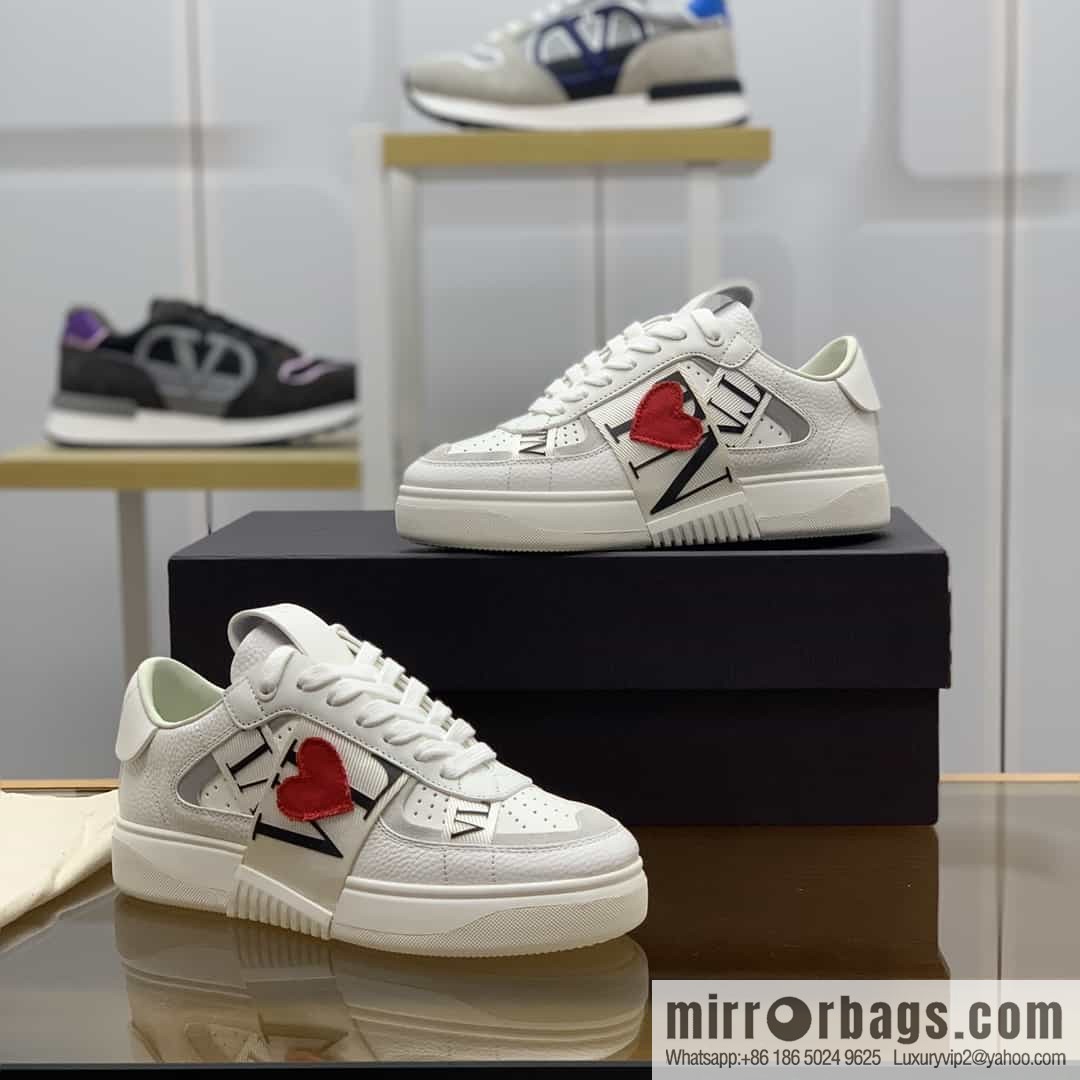 VALENTINO Valentino, six rubber effect VLTN logo calfskin strap sneakers