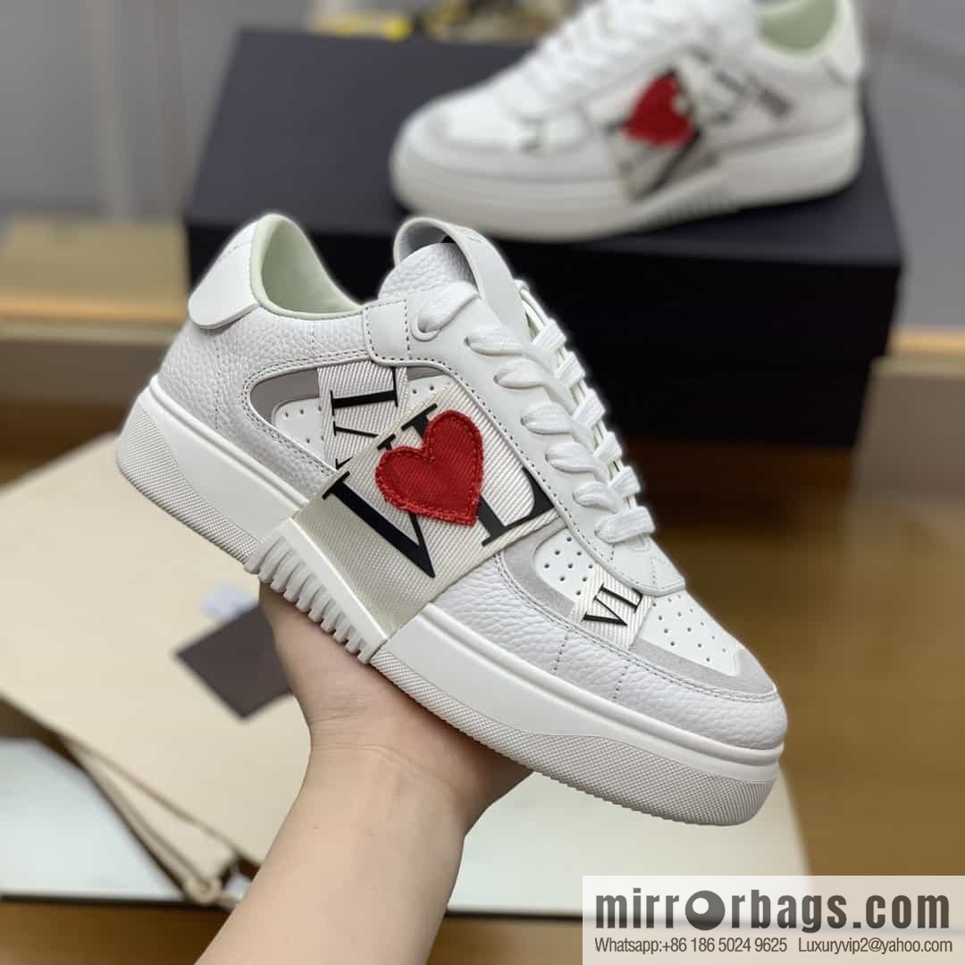 VALENTINO Valentino, six rubber effect VLTN logo calfskin strap sneakers