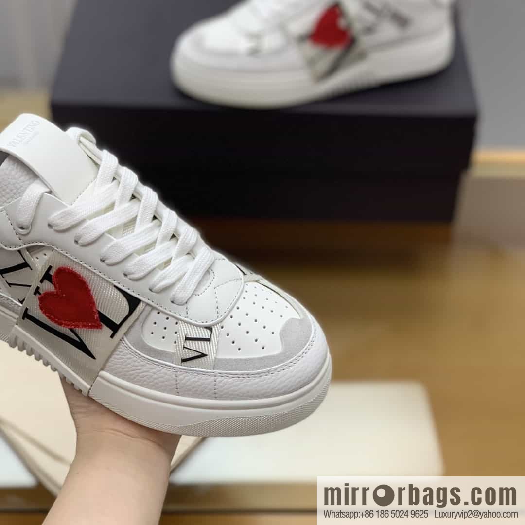 VALENTINO Valentino, six rubber effect VLTN logo calfskin strap sneakers