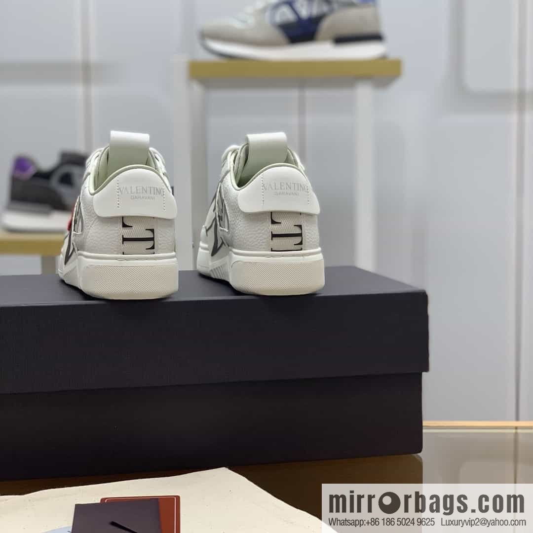 VALENTINO Valentino, six rubber effect VLTN logo calfskin strap sneakers