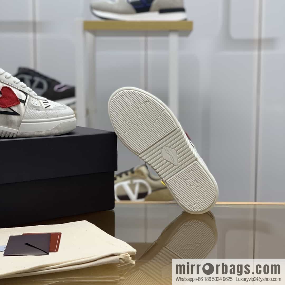 VALENTINO Valentino, six rubber effect VLTN logo calfskin strap sneakers